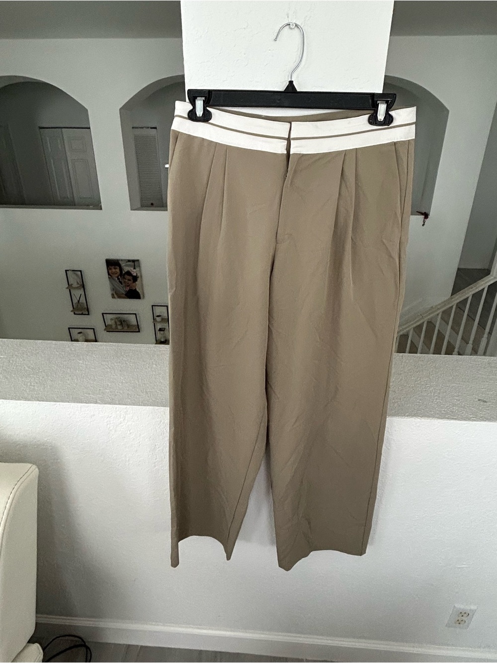 Women’s WAYF Taupe Dress Pants with White Waistband